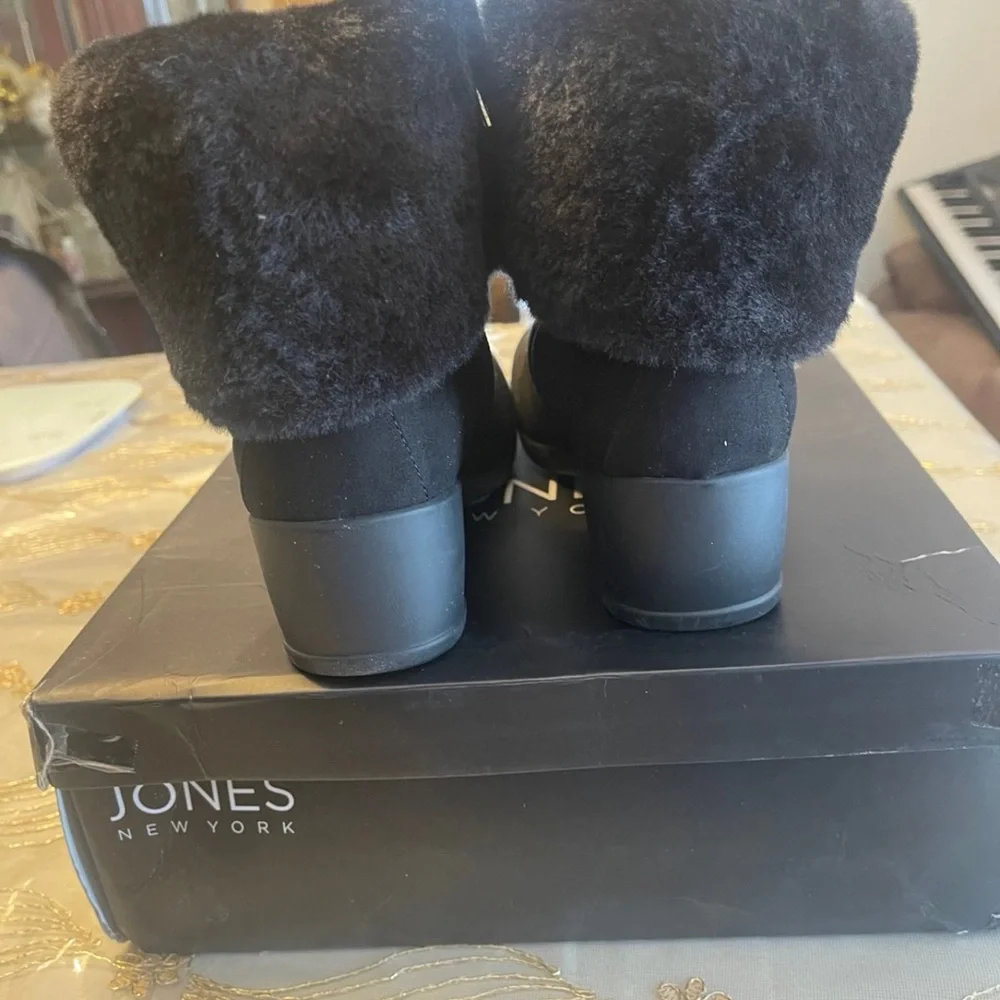 Jones New York Black Faux Fur Winter Boots
